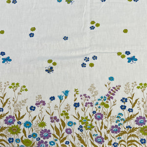1960’s Butterfly and Wildflowers Double Border Print Fabric - Cotton/Linen blend - 4.5yds