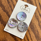 1970’s La Mode Mother of Pearl Buttons - Opalescent - Set of 3 - Size 36 - 7/8" -  on card