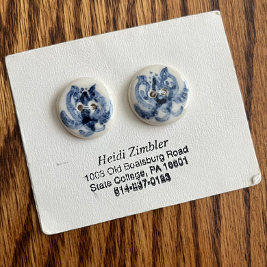 1980’s Heidi Zimbler Ceramic Buttons - Multiple Styles Available - Set of 2 - 15/16