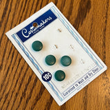 1960’s Costumakers Green Plastic Shank Buttons - Opalescent - Set of 4 - Size 18 - 7/16" -  on card