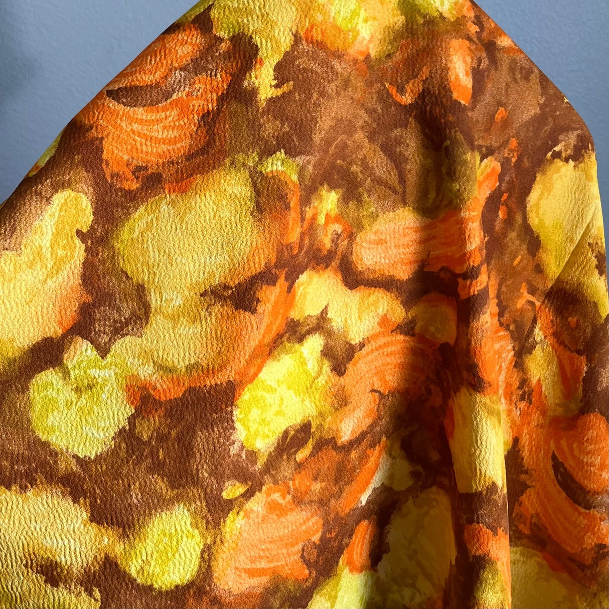 1960’s Brown, Yellow and Orange Fabric - Plisse - BTY