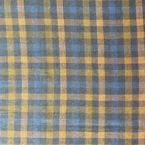 1970/80’s  Yellow, Navy and Blue Plaid - Rayon blend