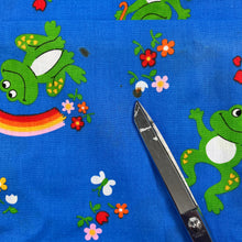 1970's Frog and Rainbow Novelty Print Cotton Blend Fabric