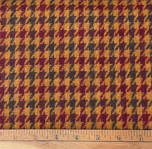 1970’s Navy, Red and Mustard Yellow Houndstooth Acrylic Backed Fabric - BTY