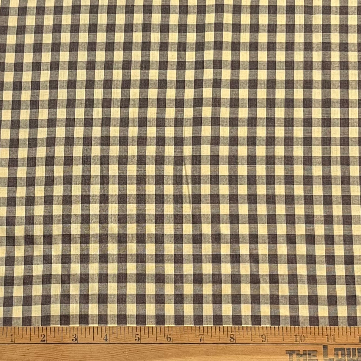 1970’s Brown and Light Yellow Gingham Fabric - Cotton - BTY