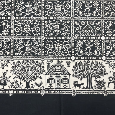 1950’s Black and White Border print fabric