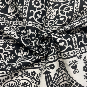 1950’s Black and White Border print fabric