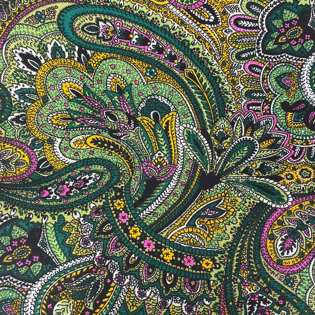 1970’s Green Abstract Paisley Print - Poly Knit - BTY