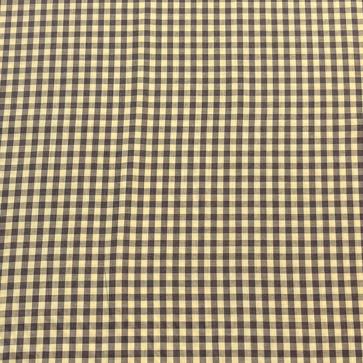 1970’s Brown and Light Yellow Gingham Fabric - Cotton - BTY