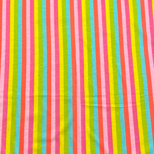 1970's Bright Stripe Cotton Blend Knit Fabric