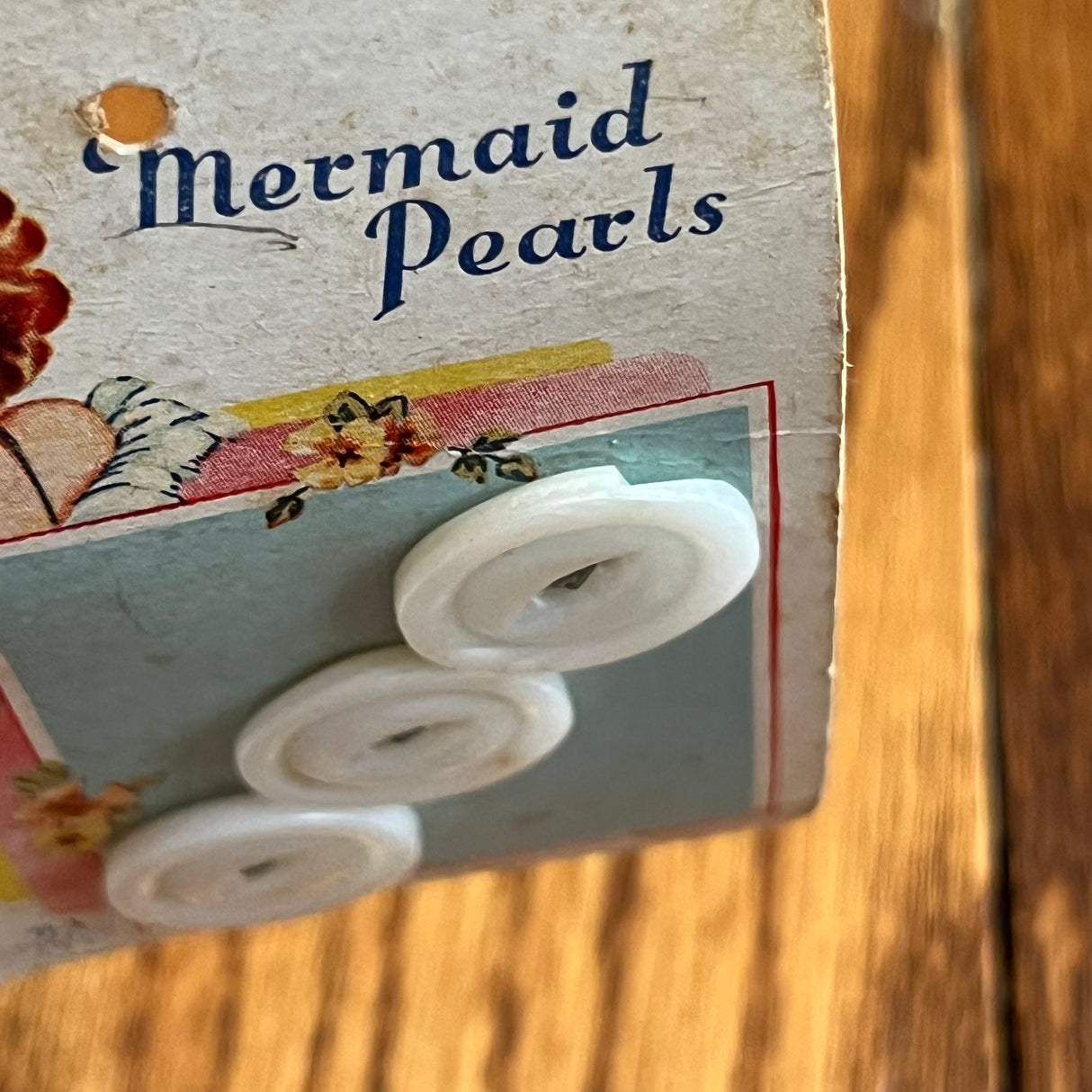 1930’s Mermaid Pearl Buttons - White - on card