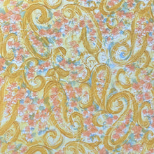 1970’s Golden Yellow Paisley Print with Pink Flowers Polyester Double Knit Fabric - BTY