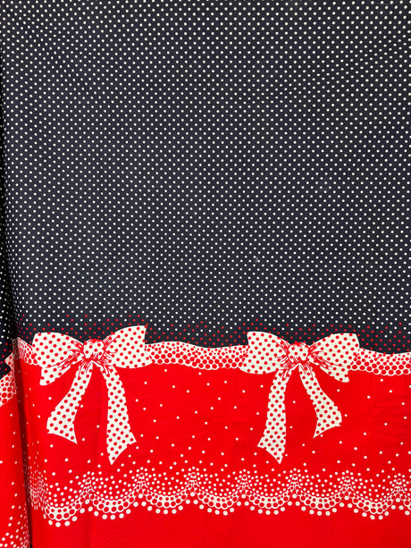 1980’s Red and Blue Bow Border Print Fabric (P266)