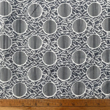 1960’s Black with White and Black Striped Circles and Floral Print Fabric - BTY