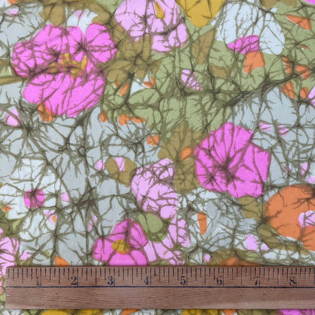 1970’s Green and Pink floral Print - Nylon - BTY