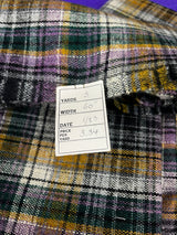 1980’s Mustard, Purple, Green and White Woven Plaid Wool Fabric