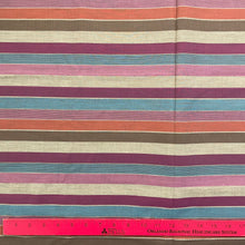 1970’s Muted Pink, Purple, Green, Orange and Cream Stripe Fabric - Cotton - BTY