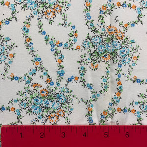 1960’s Swirled Blue Floral Clusters - Polyester