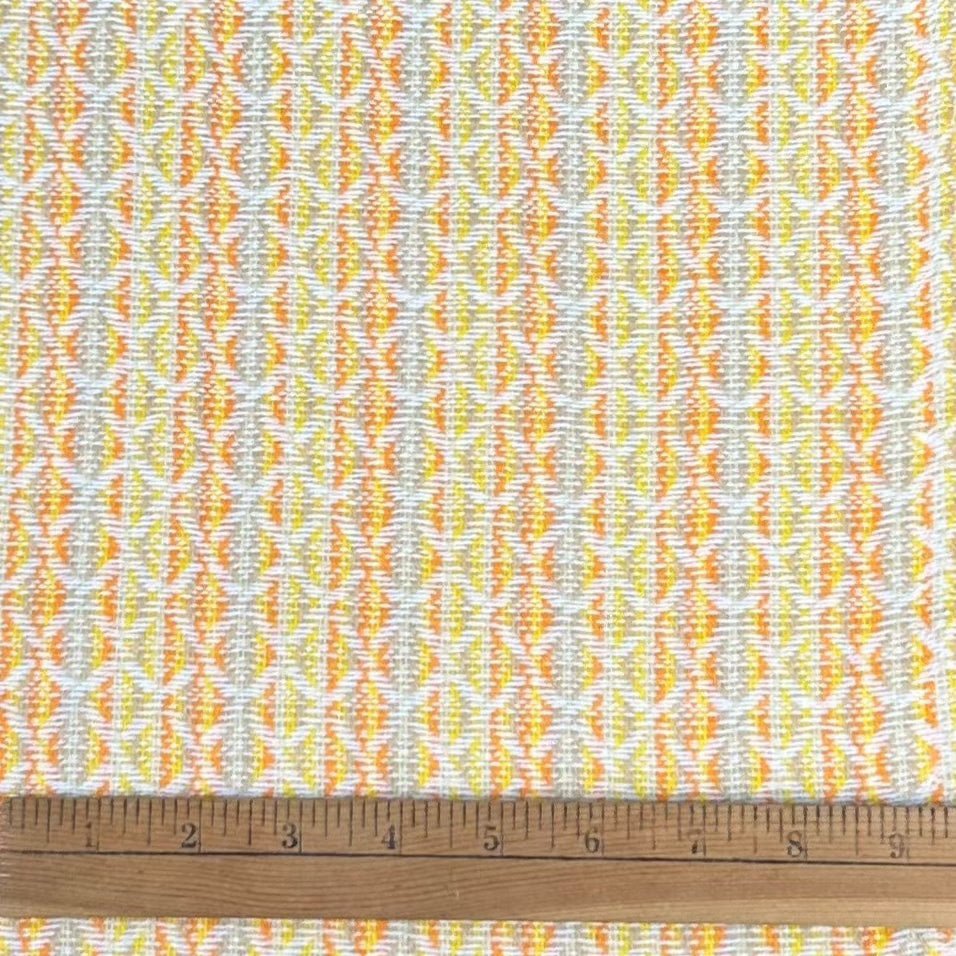 1970’s Yellow, Orange and Tan Diamond Print with Stripes Bonded Fabric - BTY