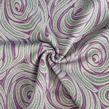 1970’s Purple/Grey Swirls Polyester Double Knit Fabric - 1yd+