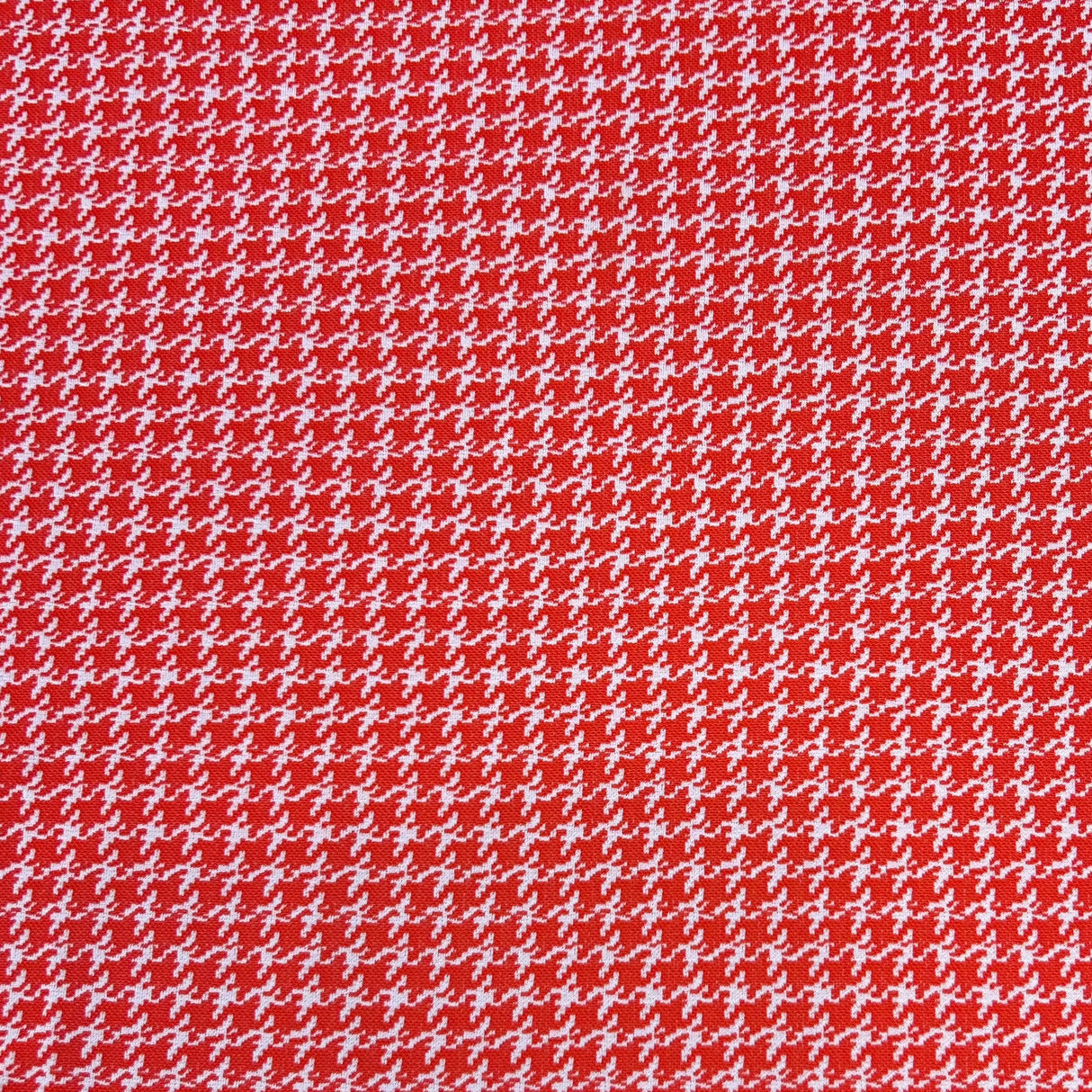 1970’s Red/Orange and White Houndstooth or "Puppytooth" Print Fabric - BTY