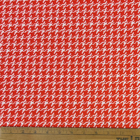 1970’s Red/Orange and White Houndstooth or "Puppytooth" Print Fabric - BTY