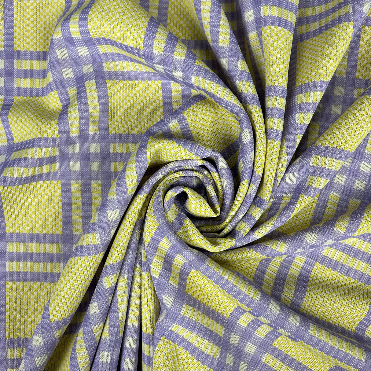 1970’s Yellow and Purple Polyester Double Knit Fabric  - BTY