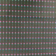 1970/80’s Black with Pink and Teal Blue Flowers Leno Weave Homespun style fabric