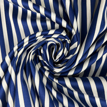1970’s Bright Blue and White Striped Cotton Fabric  - BTY