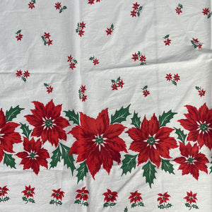 1950’s Red Poinsettia Border Print Cotton Fabric