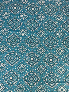 1980’s Teal Blue Bandana Novelty Print Cotton Blend Fabric