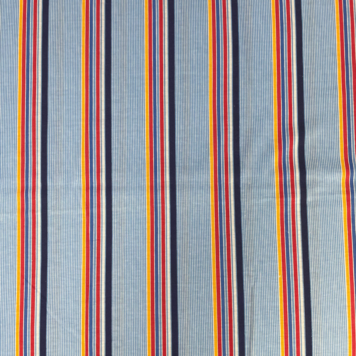 1980's Blue, Orange and Red Stripe Knit Fabric