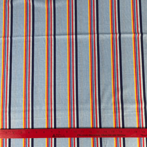 1980's Blue, Orange and Red Stripe Knit Fabric