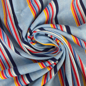 1980's Blue, Orange and Red Stripe Knit Fabric