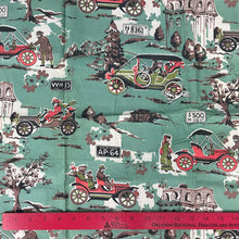 1940's Car Scene Novelty Print Cotton Fabric