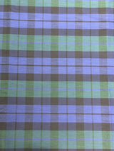1970’s Royal Blue and Green Medium Plaid Cotton Blend Fabric - (P210)