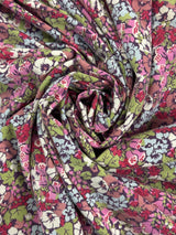 1960’s Purple, Blue, and Green Floral Cotton Fabric - (P215)