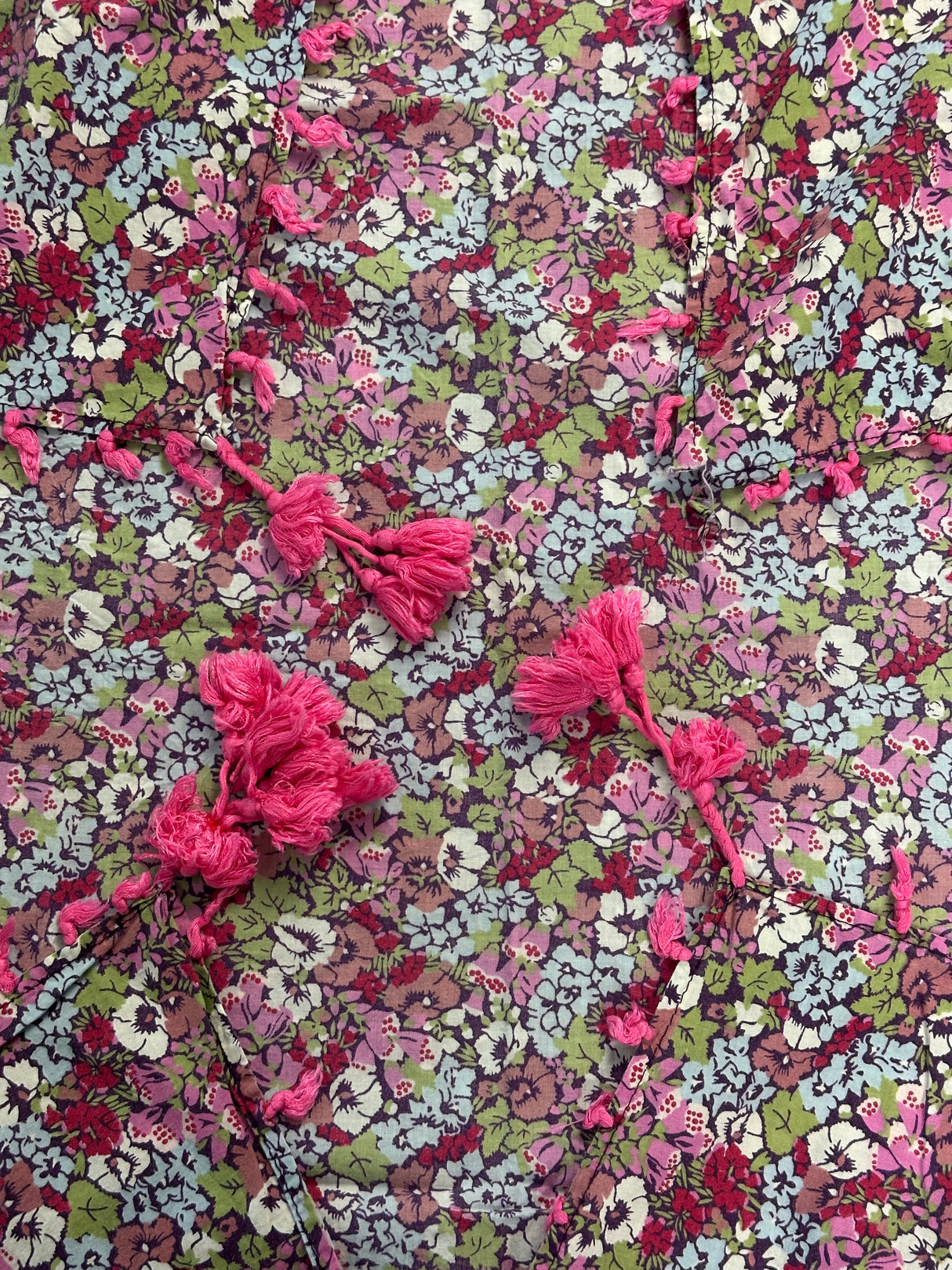 1960’s Purple, Blue, and Green Floral Cotton Fabric - (P215)