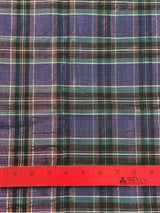 1980's Shiny Purple Plaid with Metallic Thread Synthetic Blend Fabric - (P218)