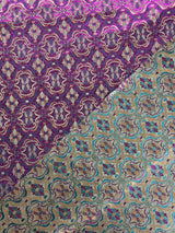 Modern Purple/Blue Woven Print Shiny Polyester Fabric - (P229)