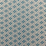 1970's Blue Flower on White Fabric - Polyester Double Knit - BTY