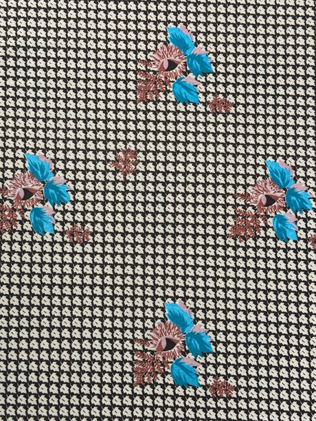 1970's Brown Leaf Pattern with Foliage Print Polyester Knit Fabric - (P231)