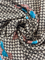 1970's Brown Leaf Pattern with Foliage Print Polyester Knit Fabric - (P231)