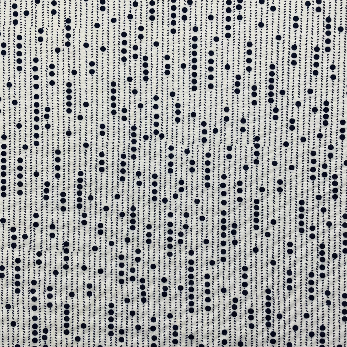 1970's Dark Blue Abstract Polka Dots with White Background - Polyester - BTY