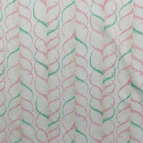 1970's Mint and Pink Dotted Abstract Hearts off white background Fabric - 100% Dacron Polyester - BTY