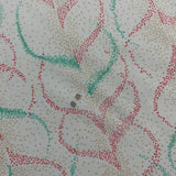 1970's Mint and Pink Dotted Abstract Hearts off white background Fabric - 100% Dacron Polyester - BTY