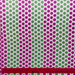 1960's Bright Green and Pink Dots Fabric - BTY