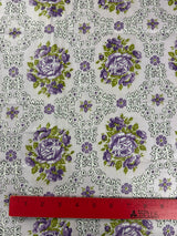 1950's Light Purple with Dark Purple Roses Cotton Fabric - (P242)