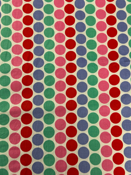 1980's Pastel Red, Pink, Green and Blue Polka Dot Fabric - (P246)