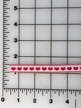 1990's Red and White Heart Jacquard Ribbon Trim